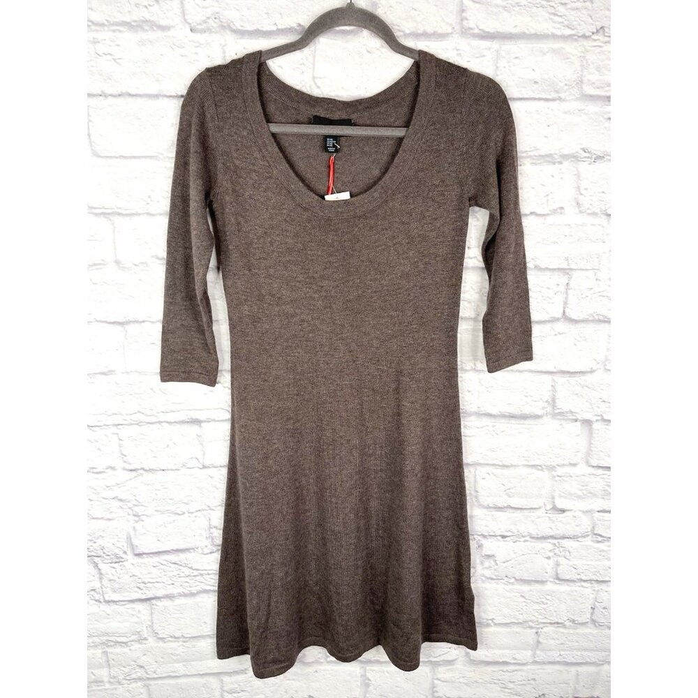 CYNTHIA ROWLEY Women's Cocoa Heather Cashmere Blend Sweater Dress NWT XS